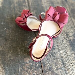 Elegant Burgundy Kids Dress Shoes with Bow